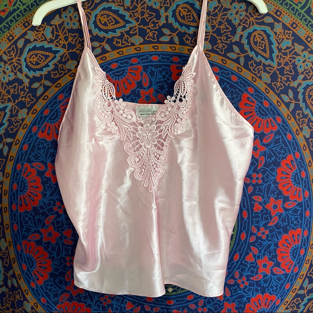 pink silk tank top !!